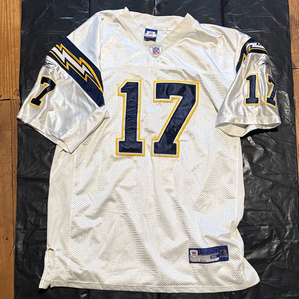 Reebok Silver and Navy Football Jersey